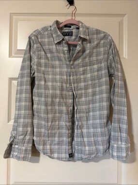 Rye Men's Light Gray Plaid Button-Down Shirt